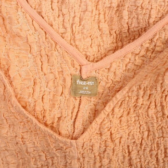 Free People Free Est Aida Maxi Dress A Line Crinkle Knit Sleeveless L New 284435 - Picture 9 of 9